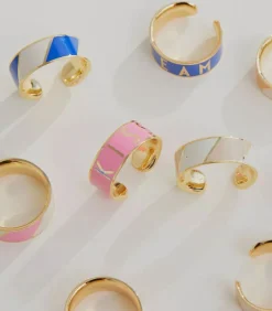 Bague Ajustable Big Striped Candy Pink White