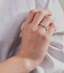 Bague Ajustable Striped Candy Light Blue White