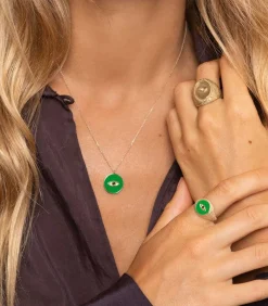 Bague Oeil Ibiza Or Jaune Et Resine Coloree