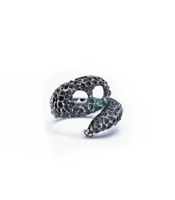 Bague Serpente A Sonagli Emeraude Argent