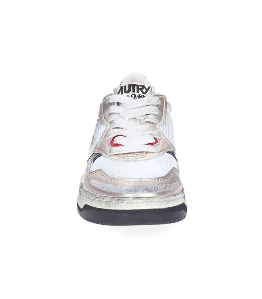 Baskets Medalist Low Super Vintage En Mesh Et Daim Blanc Et Or