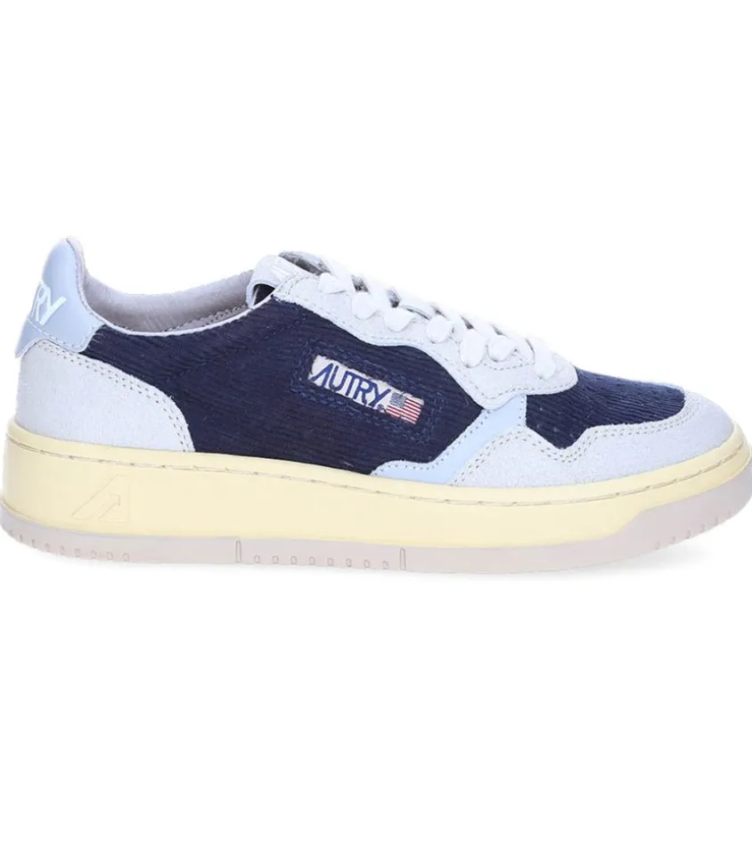 Baskets Medalist Low Velours Cotele Bleu Et Gris