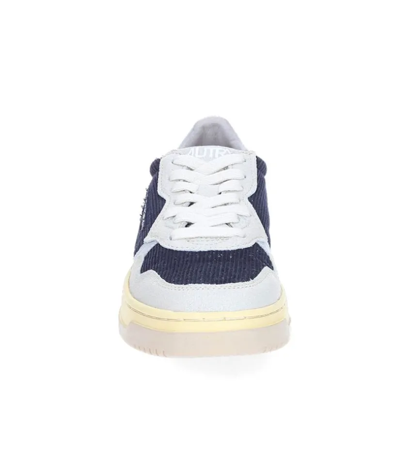 Baskets Medalist Low Velours Cotele Bleu Et Gris