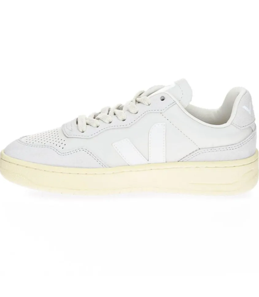 Baskets V-90 Leather Gravel White