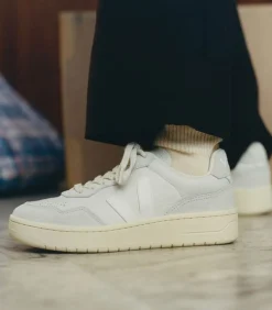 Baskets V-90 Leather Gravel White