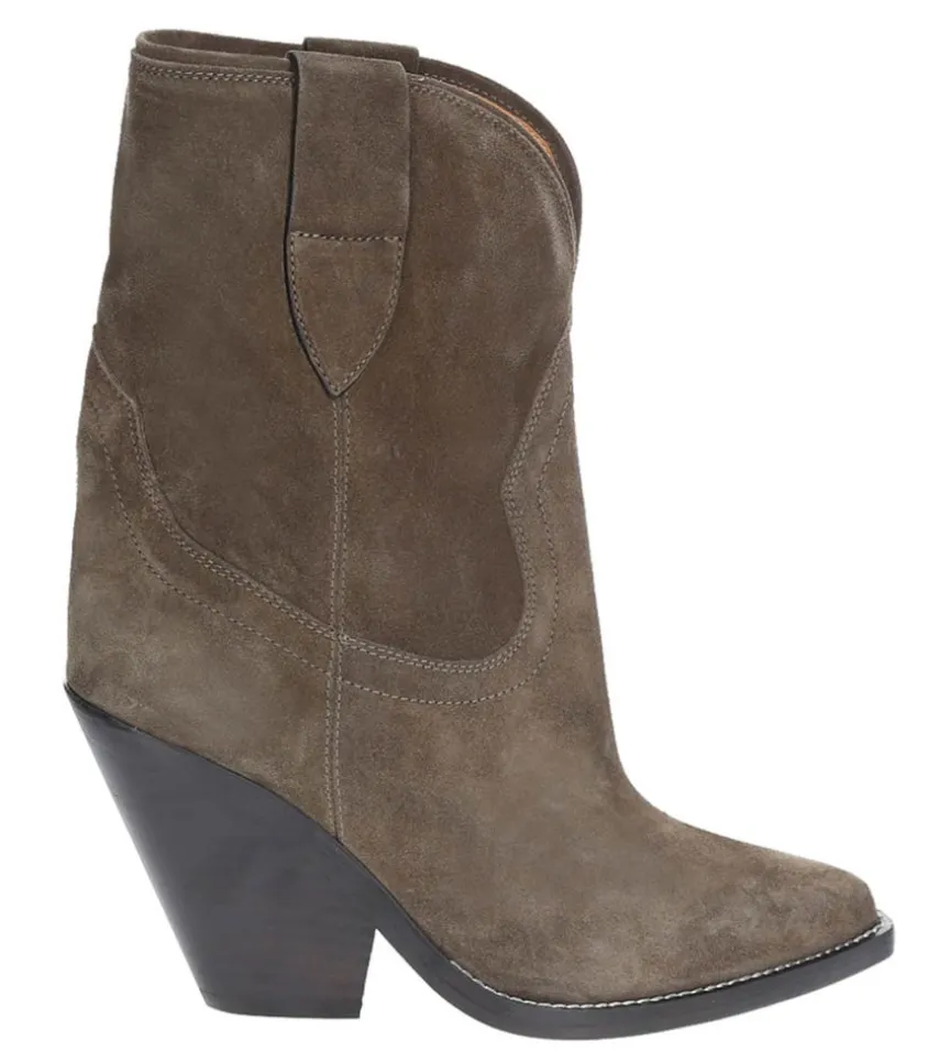 Bottines Veau Velours Leyane Khaki