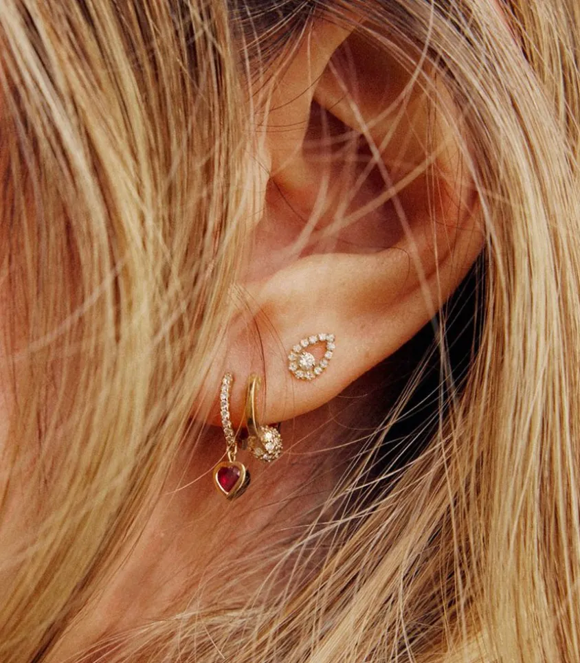 Boucle D'Oreille Bindie & Diamants Or Jaune