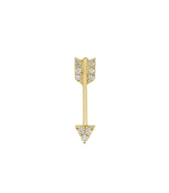 Boucle D'Oreille Fleche Or Jaune 18K Et Diamants