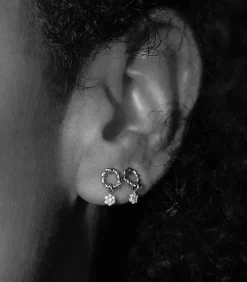 Boucle D'Oreille Puce Dunaway Or Blanc Et Diamants