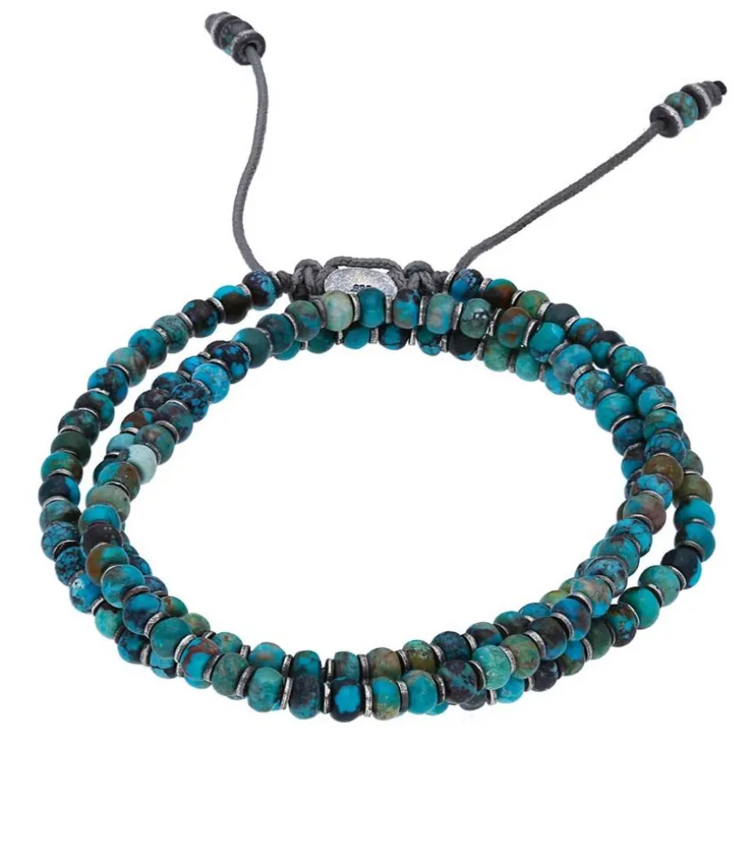 Bracelet Axis En Perles De Pierres Et D'Argent