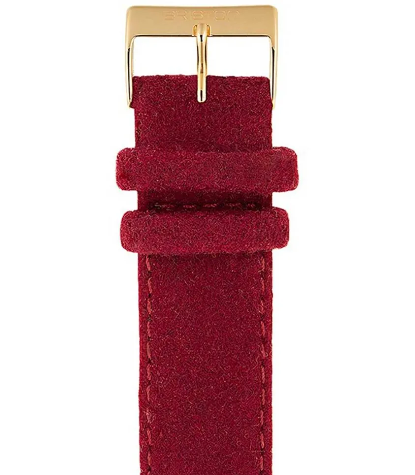 Bracelet De Montre Interchangeable Flanelle Bordeaux / Or Jaune