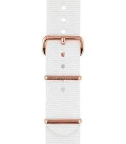 Bracelet De Montre Special Nato Blanc, Boucle En Acier Or Rose 245Mm