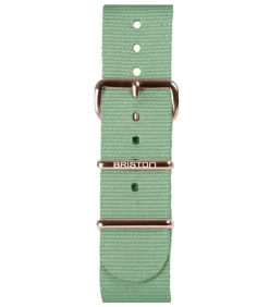 Bracelet De Montre Type Nato Vert D'Eau Et Boucle Or Rose