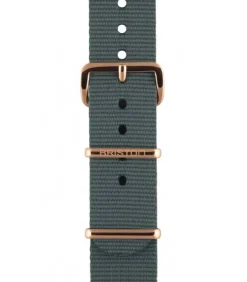 Bracelet De Montre Type Nato Gris, Boucle Or Rose 230Mm - Clubmaster Chic