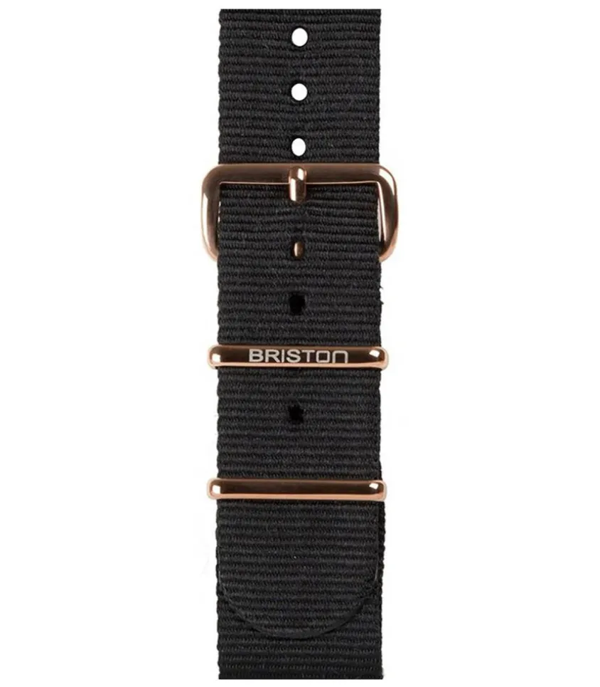 Bracelet De Montre Type Nato Noir, Boucle Or Rose 18Mm - Clubmaster Chic