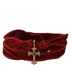 Bracelet En Soie A Nouer Et Charm Mariel Cross En Bronze Et Diamant