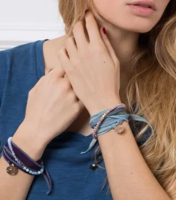 Bracelet En Soie A Nouer Et Charm Let It Be En Bronze Et Diamant