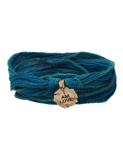 Bracelet En Soie A Nouer Et Charm I Am Love En Bronze