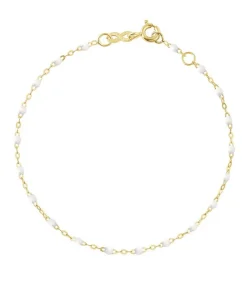 Bracelet Or Jaune Et Perles De Resine