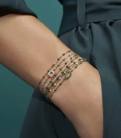 Bracelet Or Jaune Et Perles De Resine