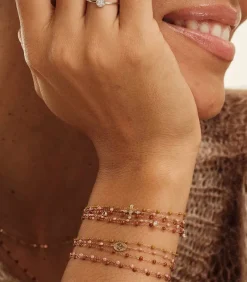 Bracelet Or Jaune Et Perles De Resine