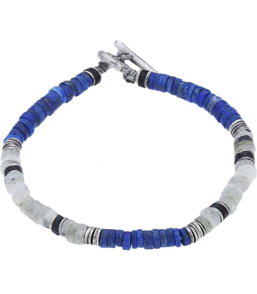 Bracelet Perles Labradorites Et Lapislazuli