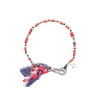 Bracelet Pierres Diverses & Noeuf Marine/Rouge
