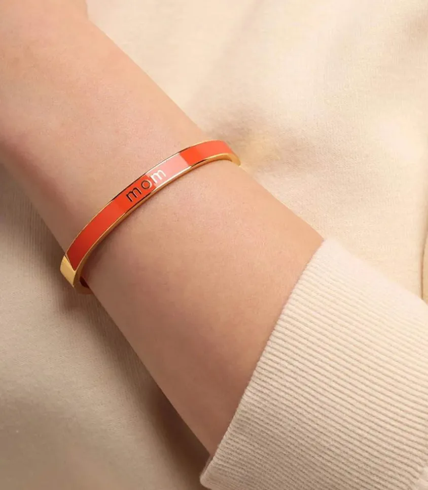 Bracelet Vip Word Mom Corail