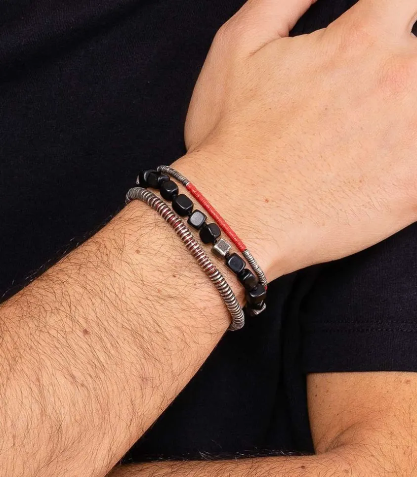 Bracelet Volta En Perles Africaines Et Argent