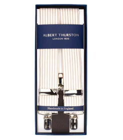 Bretelles Sutting 3 Clip A Rayures Beige Et Blanche