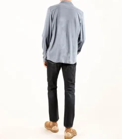 Chemise Homme A Manches Longues Bleu Vintage