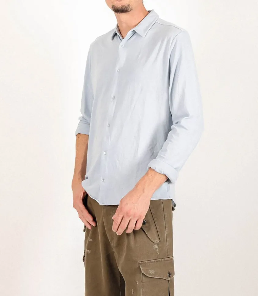 Chemise Homme A Manches Longues Bleu Grise