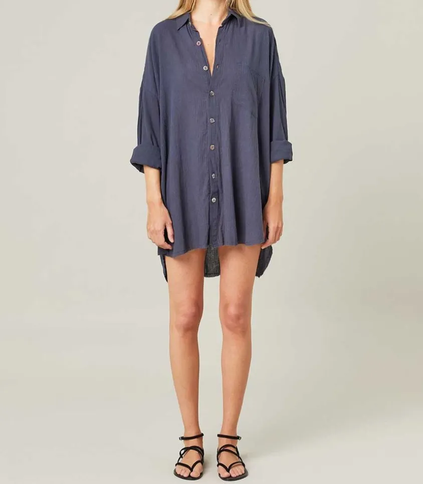 Chemise Oversize Mykonos Bleu Nuit