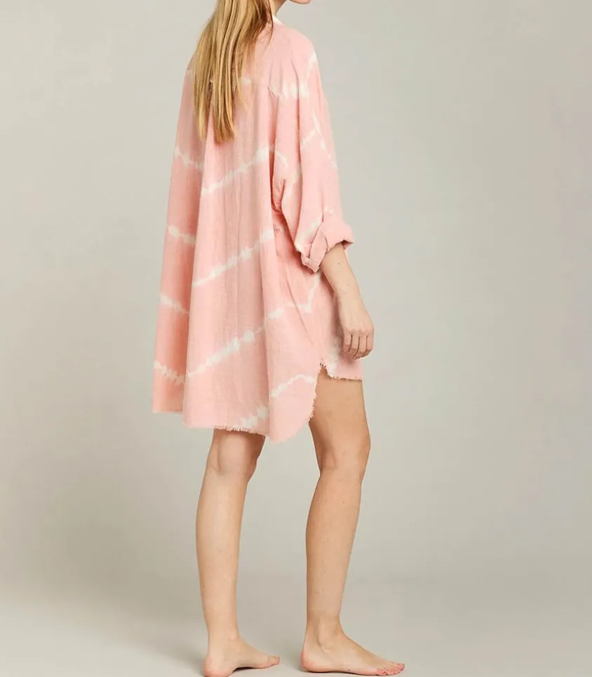 Chemise Oversize Mykonos Tie & Dye Powder Pink
