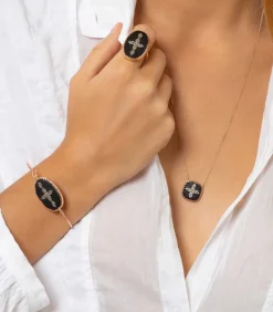 Collier Bowie Noir Et Diamants