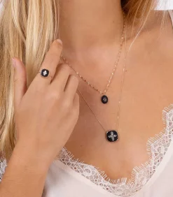 Collier Bowie Noir Et Diamants