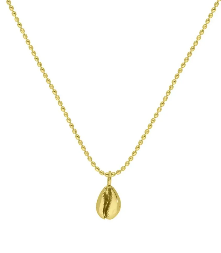 Collier Court Cauri Coquillage Et Chaine Boule