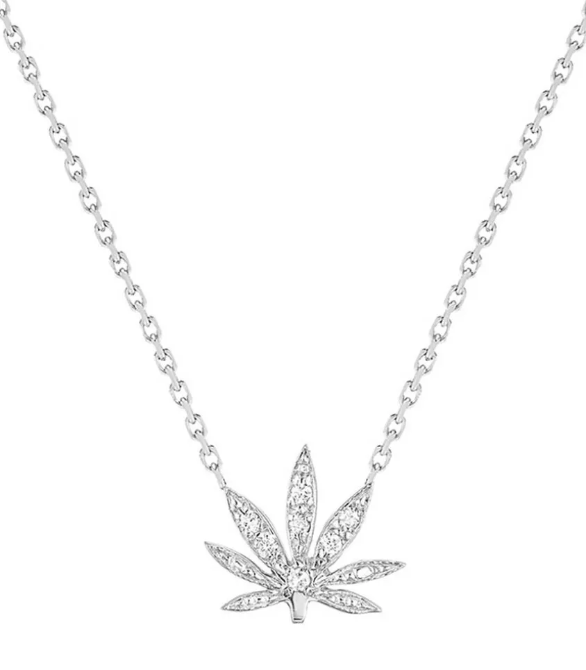 Collier Mini Feuille Des Merveilles Or Blanc Diamants