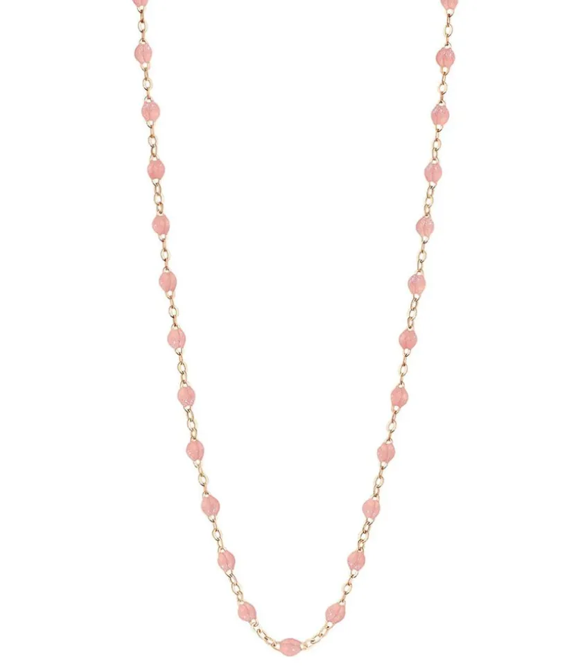 Collier Or Rose Et Perles De Resine 42 Cm