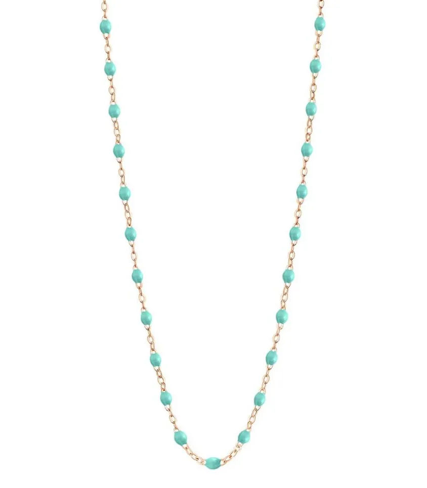 Collier Or Rose Et Perles De Resine 42 Cm