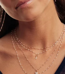 Collier Or Rose Et Perles De Resine 42 Cm