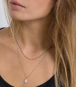 Collier Or Rose Et Perles De Resine 42 Cm