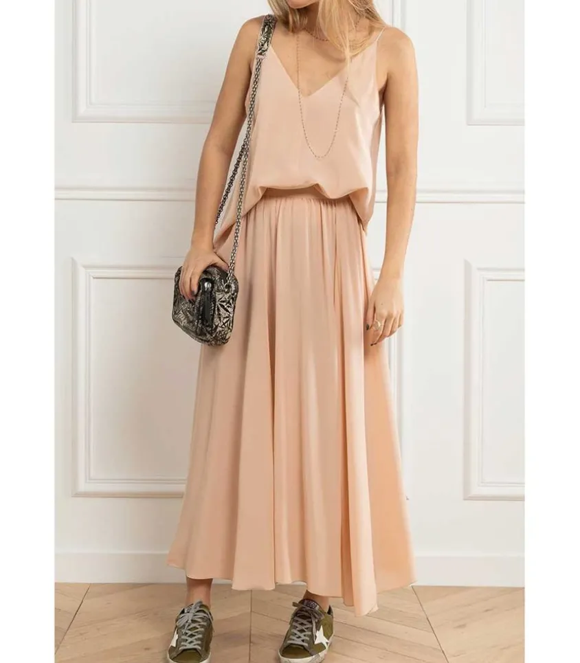 Collier Or Rose Et Perles De Resine 42 Cm