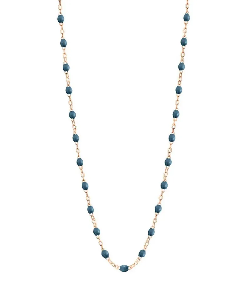 Collier Or Rose Et Perles De Resine 42 Cm