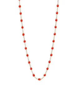 Collier Or Rose Et Perles De Resine 42 Cm