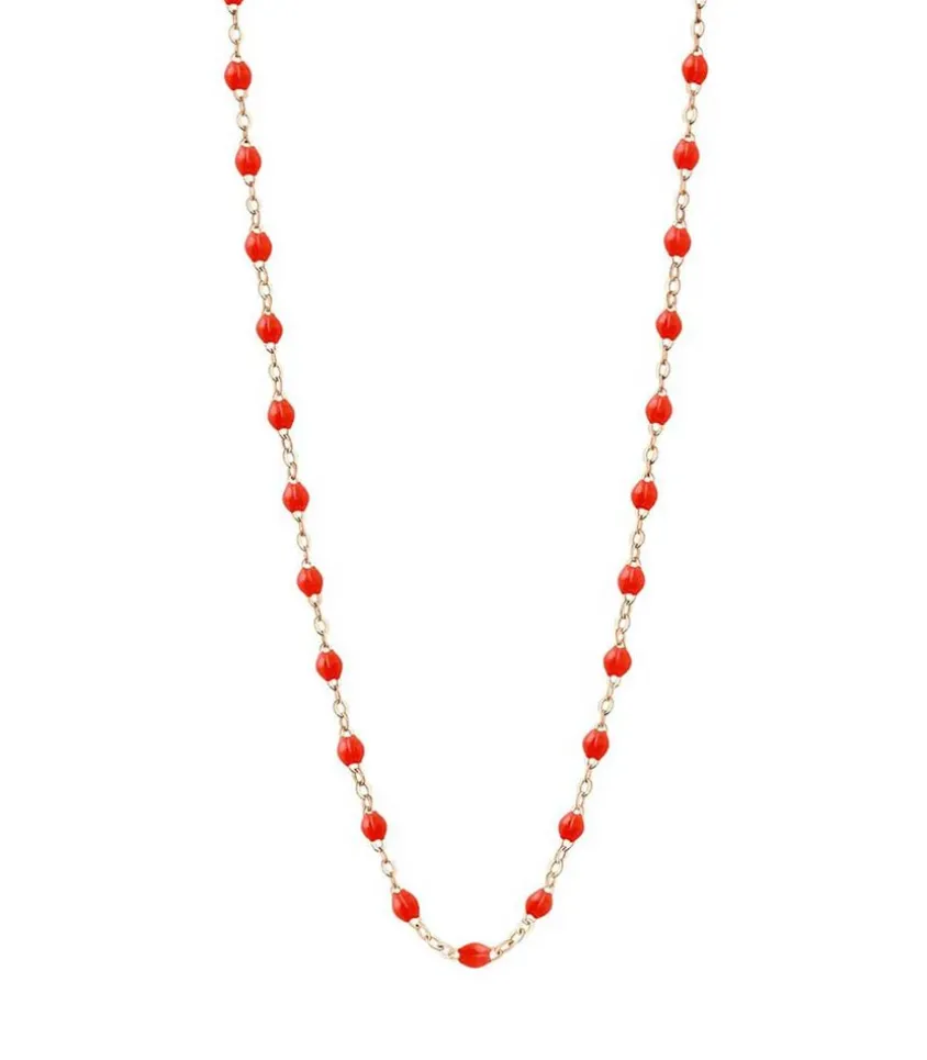 Collier Or Rose Et Perles De Resine 42 Cm