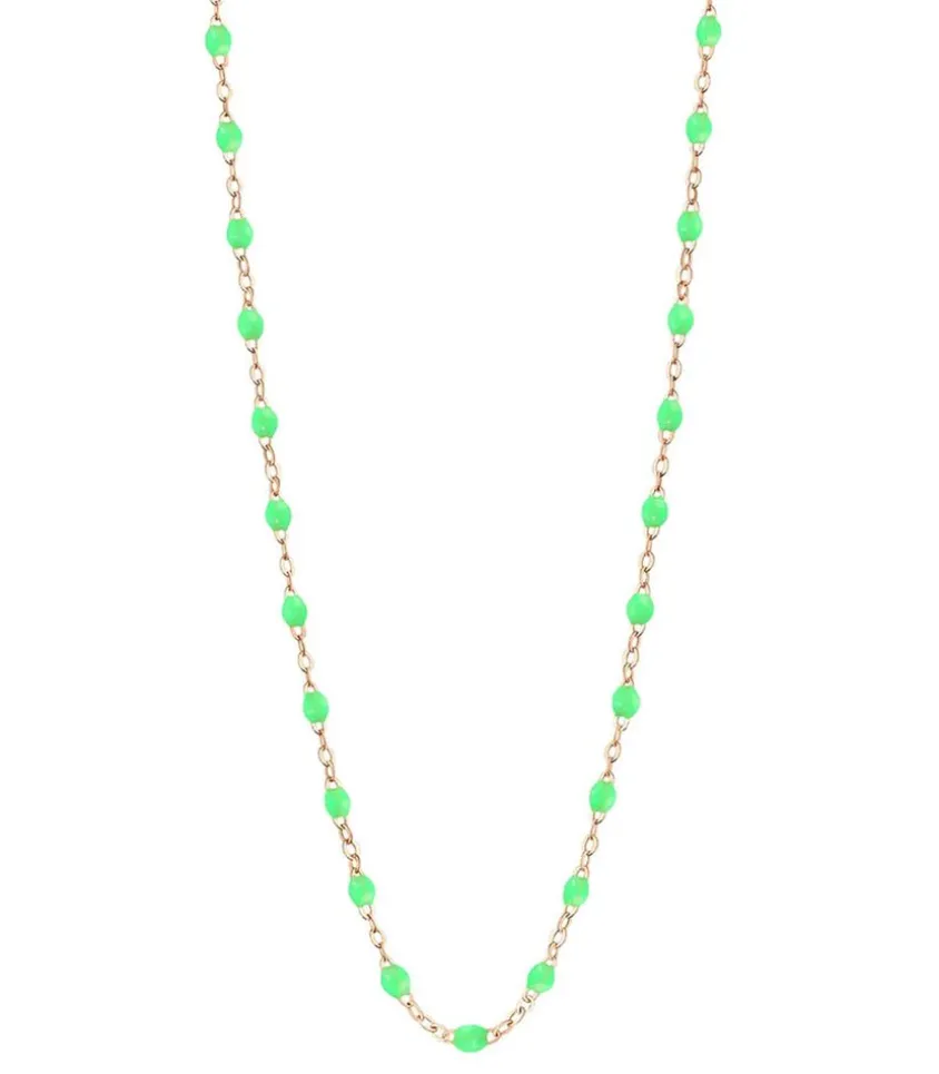 Collier Or Rose Et Perles De Resine 42 Cm