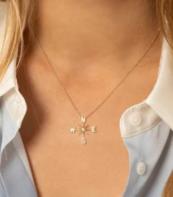 Collier Rose Des Vents En Or Jaune Et Diamants