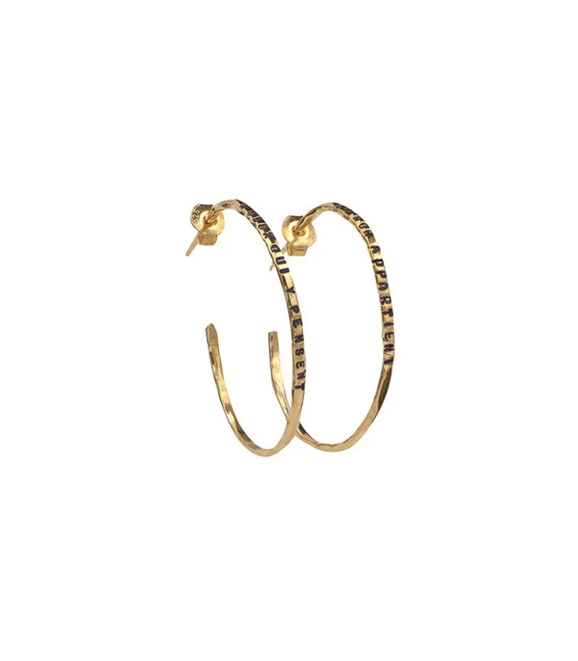 Creoles "Pensee" En Vermeil