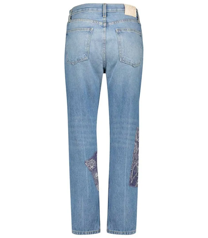 Jean Straight All-Over Floral Patchwork